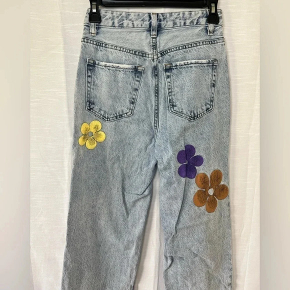 PacSun Light Blue Flower Graphic Boyfriend Jeans size 25 - Picture 9 of 15